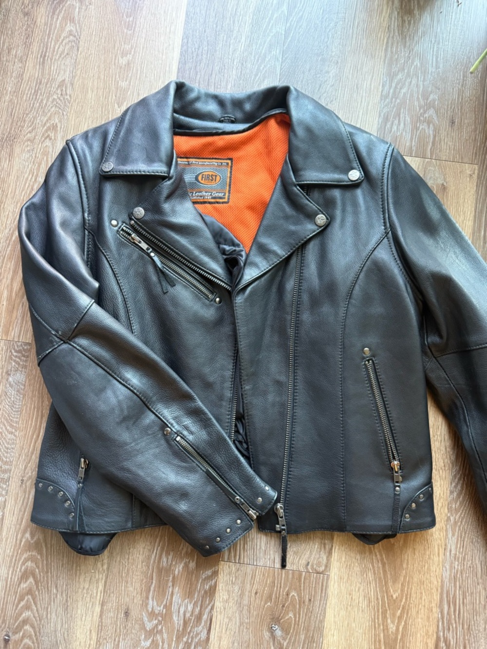 First Manufacturing Leather Motorcycle Jacket with Removable Liner